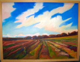 Oil painting by North Fork artist Laura Stroh will be auctioned Friday night. Print 1/100 will be given away as a door prize. Courtesy photo