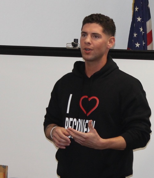 Jason Stierle shares his story of heroin addiction and being saved by Narcan several years ago. Photo: Denise Civiletti