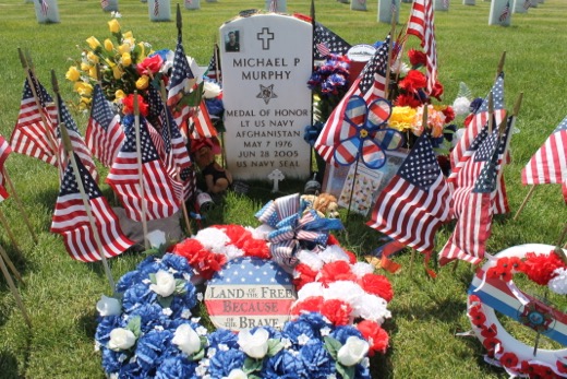 The grave of Medal of Honor recipient Michael P. Murphy of Patchogue, who was killed in action in Afghanistan on June 28, 2005. 